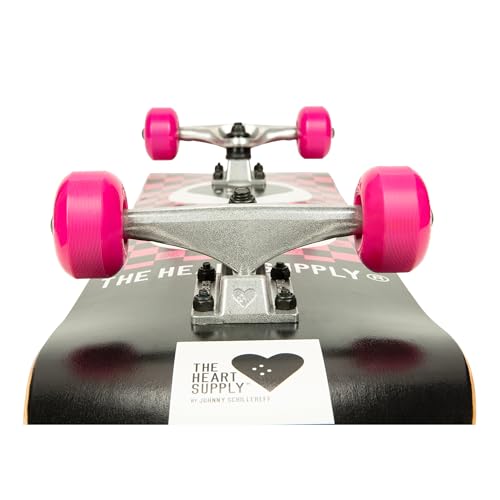 The Heart Supply Complete Skateboard Team Checkerboard 31.35" x 8.0" 7-Ply Maple Blend Construction Full concave, 54mm Wheels, Max Weight 220lbs