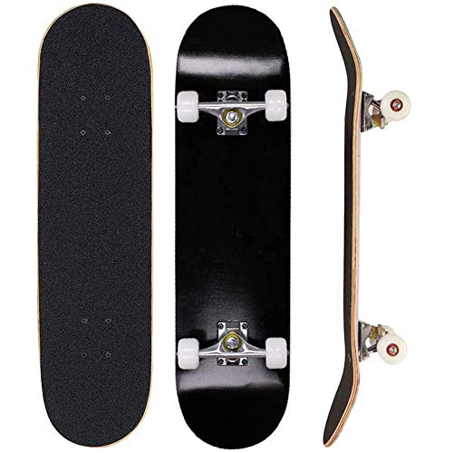 All Black 31'' Maple Complete Skateboard for Beginners Kids & Adults