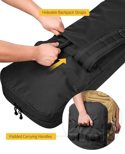 Black 34-Inch CVLIFE Soft Rifle Case Backpack with Pockets & Molle System