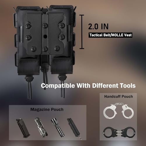 Handcuff & 9mm Mag Pouch Combo - Open Top Duty Belt/MOLLE Holster - Variation of Combining-A