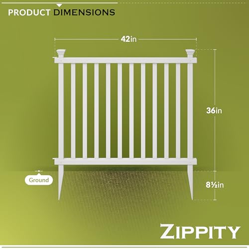 Zippity Baskenridge White Vinyl Picket Fence Panels 36in H x 42in W - No Dig DIY Kit (2 Pack)