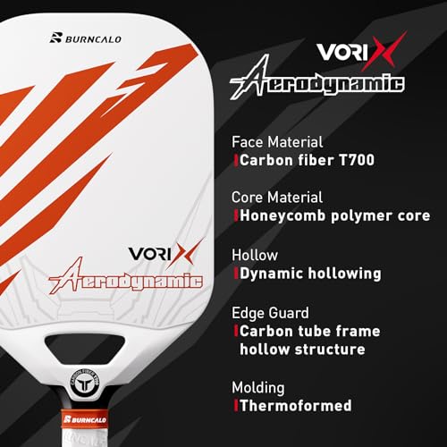 BURNCALO T700 Carbon Fiber Pickleball Paddle - Lightweight 7.8oz, High Spin & Power, 14mm Thermoformed Honeycomb Core, Edgeless Design for Intermediate Players