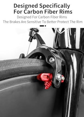 Bike Carbon Fiber Rim Brake Pads - Red - 1 Pair for Bicycle C-Brake Shoes