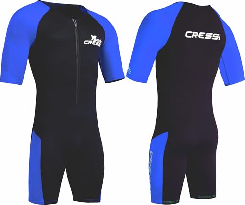 Cressi Adult Neoprene Shorty Wetsuit for Snorkeling & Water Sports - Black/Blue, XX-Large
