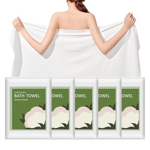 Disposable Bath Towels 5 Pack - Ultra Soft, Quick Dry Travel Body Towels