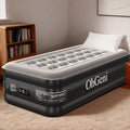 OhGeni 20-Inch Raised Twin Air Mattress with Built-In Pump, Black, Supports 500lbs