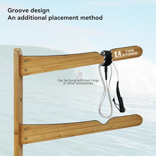 Surfboard Wall Rack 17.3-Inch Heavy Duty Bamboo Stand for Longboards Shortboards & Skimboards - Variation of THIS listing