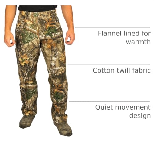 Realtree Edge Hot Shot Men’s Camouflage Flannel Lined Hunting Pants - Large