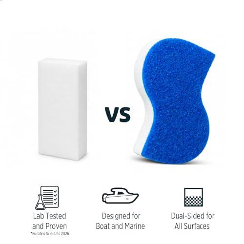 Boat Eraser Dual-Sided Marine Cleaning Sponges - Fiberglass Vinyl Gelcoat 4 Pack