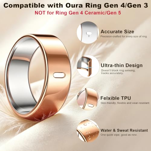 Gold Silver Rose Gold Champagne Gold Pink TPU Ring Cover for Oura Gen 3 4 Size 9 Set