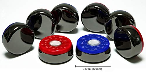 Chrome High Speed Shuffleboard Pucks Set with Wax & Mini Brush Bundle - 2 5/16 (58)