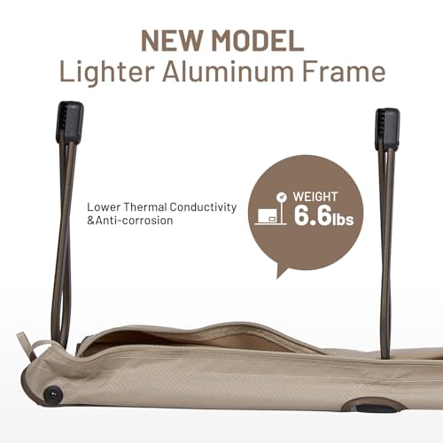 Timber Ridge Tan Aluminum Camping Cot - Lightweight Foldable Bed Support 225lbs