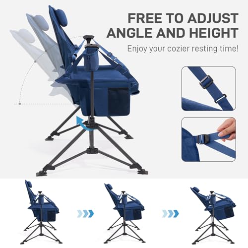 Ever Advanced Blue Oversized Padded Camping Swing Chair with Cup Holder, Supports Up to 400lbs