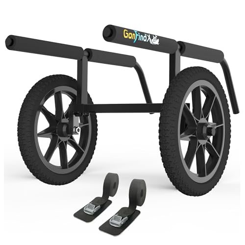 Heavy-Duty Kayak Cart with 16-Inch No-Flat Wheels, Adjustable Canoe Dolly Support up to 300 lbs