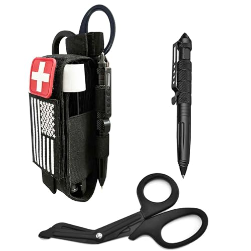 Heavy Duty Laser Cut Molle Tourniquet Holder with Shears & Pen Pouch - Black