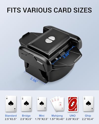 Black Rechargeable Automatic Card Shuffler for 1-2 Decks, Low Noise & Portable