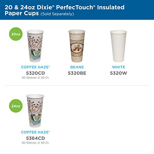 Georgia-Pacific Dixie PerfecTouch 20 oz Coffee Cups - Coffee Haze Design, 500 Count (25 Per Sleeve, 20 Sleeves Case) - Coffee Design