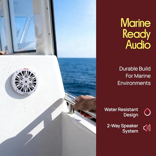 6.5-Inch Dual Marine Waterproof Speakers - 2-Way Weather Resistant Stereo System, 200W Power, White, Pair