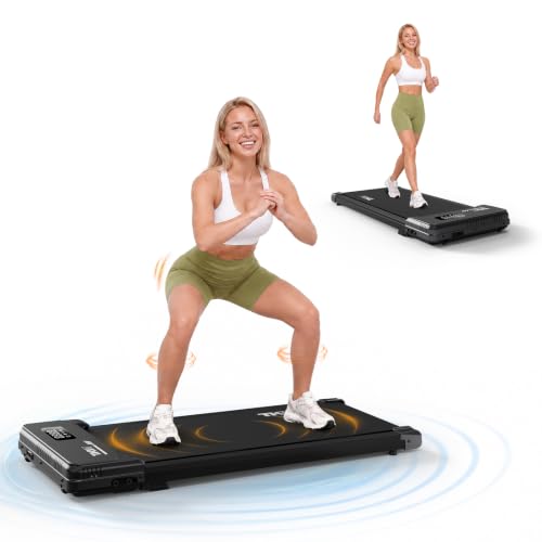 TKWRUN Black 6 Walking Pad with Vibration Plates & Incline - Under Desk Treadmill