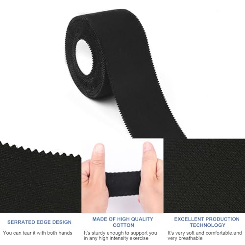 Black Athletic Tape 64 Pack - 640 Yards Strong, Easy Tear, No Residue, Gymnastics & Sports Support