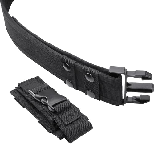 Black Tactical Utility Belt 34-44 Inches with Removable Pouches and Heavy Duty Buckle