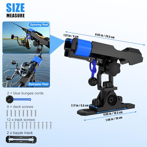 Track Mounted Kayak Rod Holders with Dual-Lock System - 2 Pack with Track