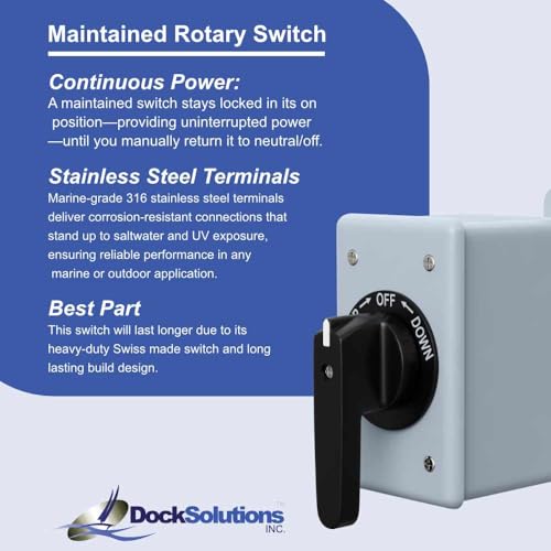 Maintained Boat Lift Switch - 3-Position Marine Control for Up to 2-HP Motors