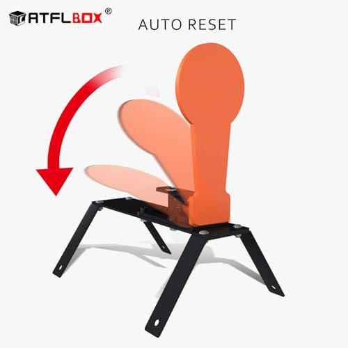 ATFLBOX 3/8" AR500 Steel Shooting Target with Auto Reset & Stand, 12.8"