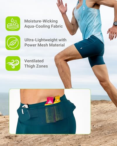 FlipBelt Men's Running Compression Shorts with Built-In Belt - Medium, Ouray Black