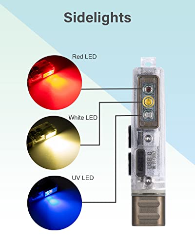 RovyVon E8 Dual Power UV Red White LED Flashlight with Sidelights (E8-Sidelight)