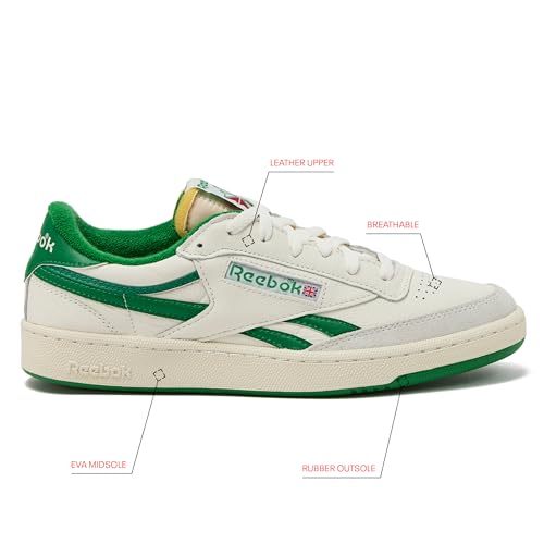 Reebok Mens Club C Revenge Vintage Sneakers - Chalk/White/Glen Green, Size 10