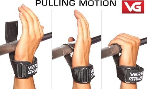 Versa Gripps XTreme Wrist Straps Onyx Large 7-1/8 - 8 Inch - Heavy-Duty Weightlifting Support
