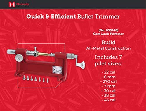 Hornady Cam-Lock Reloading Case Trimmer 050140 - Precise Brass Case Length Adjustment for Up to 50 Calibers