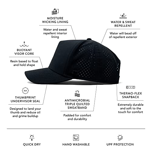 Men's Medium-Large Black Melin Odysea Stacked Hydro Water-Resistant Snapback Hat