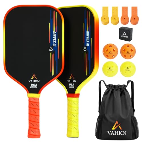 Pickleball Paddles Set of 2 - High-Spin Carbon Fiber, Vibrant Gradient Edge - Yellow & Orange, USAPA Approved