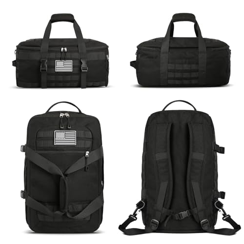 Black Extra Large Tactical Duffle Bag with Shoe Compartment & Multiple Pockets