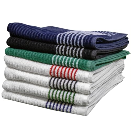 Extra Large Golf Towel 22x44 Inches White Red Stripes Cotton Polyester Blend - Caddy Towel