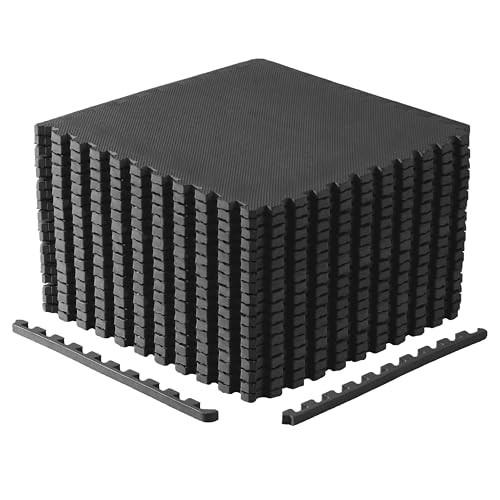 CAP 24-Inch Interlocking EVA Foam Puzzle Exercise Mat Set - 18 Tiles, 72 sq ft, Black, 3/4-Inch Thick