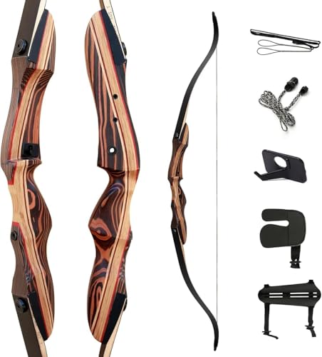 Left Hand Recurve Bow Set 62 Inch Laminated Takedown Hunting & Practice Bow - 30 lb