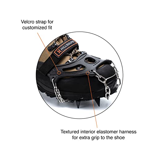 Large Black Winter Ice Crampon for Hiking Trails - Traction System for Ice Snow Mud