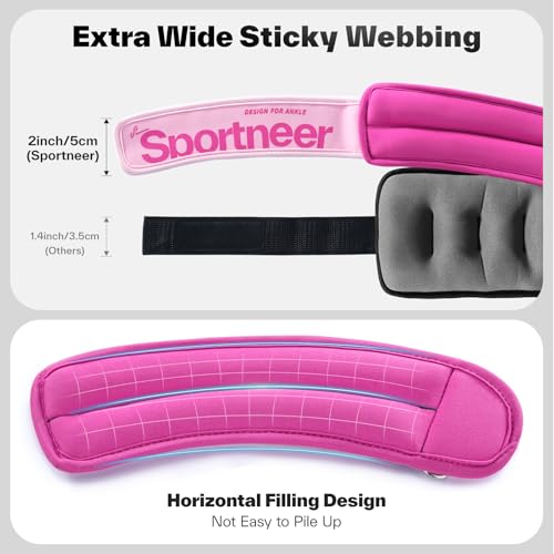 Pink Ankle Weights 0.5 lb Pair - Ergonomic Fitness Leg & Wrist Weights
