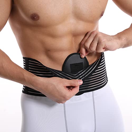 Umbilical Hernia Belt for Men & Women, L/XL (39-52 Inch), Double Thickness Support