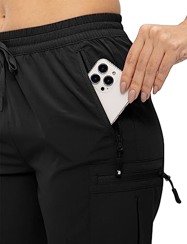 Women's Hiking Cargo Shorts - Quick Dry with Pockets, Medium Black