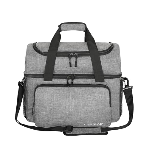 Double Bowling Ball Carrier Bag with Padded Holder & Shoe Compartment - Grey