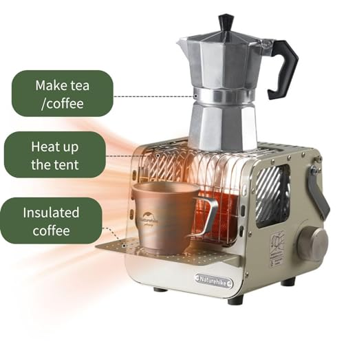 Windhike Khaki 3-in-1 Portable Camping Heater & Stove 1100W for Tents