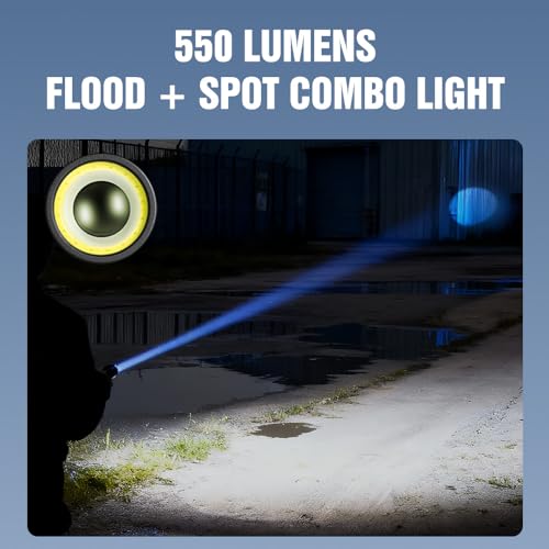 Black Compact Rechargeable LEP Flashlight - 700M Range, Triple Light, Waterproof