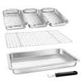 Stainless Steel Grill Carry System with Large Food Prep Tray and Cooling Rack - 16.5x11 Inch