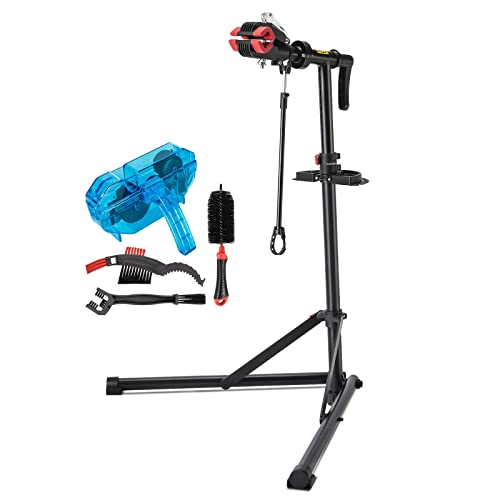CXWXC Bike Repair Stand with Cleaner, Adjustable Bicycle Maintenance Rack - Black & Blue