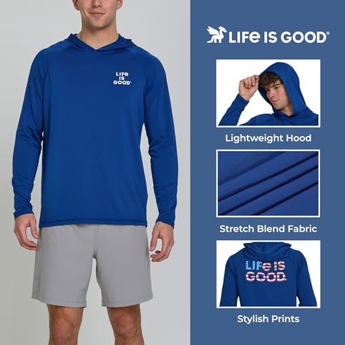 X-Large Men's Hooded Rash Guard Sun Hoodie Swim Shirt Navy