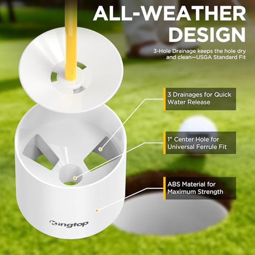KINGTOP 3 ft Golf Flagstick & Hole Cup Set with 3 Yellow Poles & Red Flags